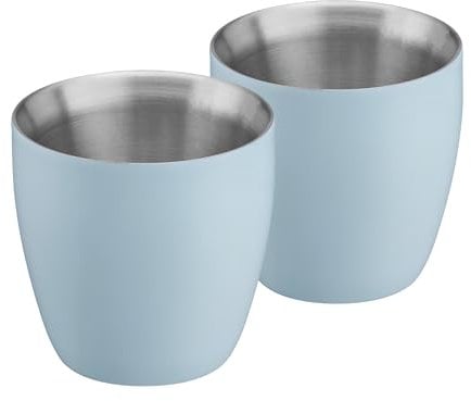 Cooks Professional Set of 2 Stainless Steel Espresso Coffee Cups | Double Wall Insulated Mini Drinking Mug | Dishwasher Safe & Stain, Odour & Rust Resistant | 90ml Capacity | Blue