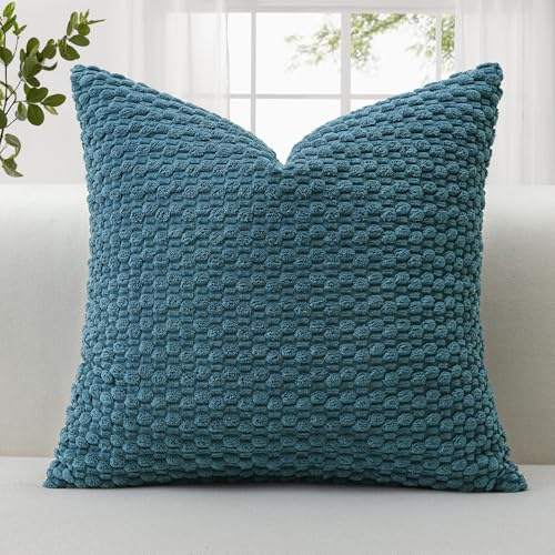 JOTOM 1 Stück Cord Kissenbezüge, 3D Bubble Texture Boho Zierkissenbezug Dekorative Sofakissen Dekokissen Kordsamt Kissenbezug Deko Kissenhülle für Couch Sofa Wohnzimmer (50x50cm, Staubiges Blau)