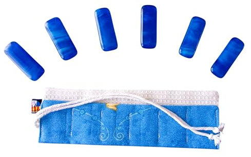 Générique Lot de 6 Porte-Couteaux en Verre avec Étui en Coton, Collection Élégante pour Arts de la Table, fabriqué en France (Bleu)