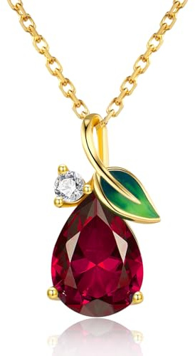 Leva Jewkis Birthstone Necklace 925 Sterling Silver Green Enamel Leaf Pendant, 18K Gold Plated Necklace Teardrop Gemstone Christmas Jewellery Gifts for Women Mum