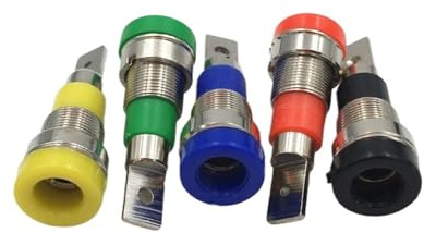 Lot de 10 connecteurs Banane Femelles en Laiton de 4 mm, for Montage sur Panneau, bornes de raccordement, sondes, Type à souder, 5 Couleurs(Black)