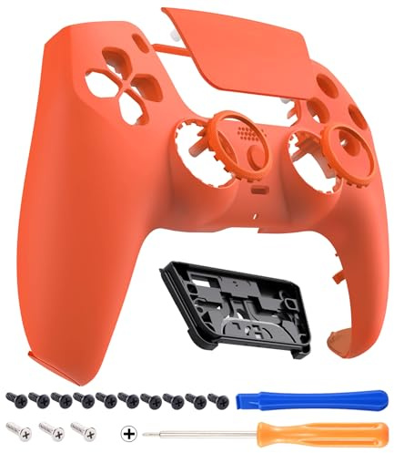 eXtremeRate Luna Coque pour ps5 Manette BDM-010/020/030/040/050 | Façade Redessinée Remplacement avec Pavé Tactile pour ps5 Manette-Orange