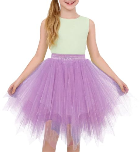 Mjjsk Gonne tutù per ragazze gonne da ballo in tulle a strati per bambini compleanno principessa tutù festa a tema minigonna carnevale fantasia