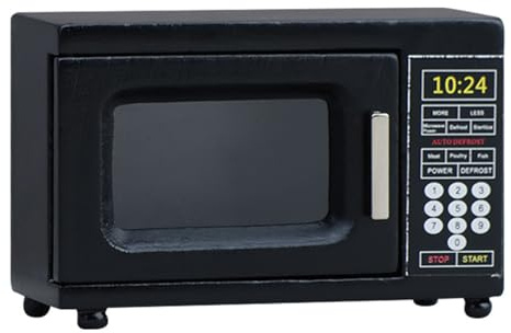 Fahoujs Realistic 1/12 Scale Wooden Microwave Oven Miniature for Professional Dollhouses Displays and Themed Model Collections Realistic Dollhouses Kitchen Appliances