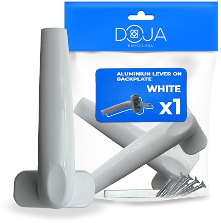 DOJA Barcelona Maneta Aluminio Ovalado Blanca para Puerta, Manilla Puerta Aluminio, Diseño Ergonómico y Agarre Cómodo, Maneta Puerta con Instalación Fácil, Manija de Acabado Impecable