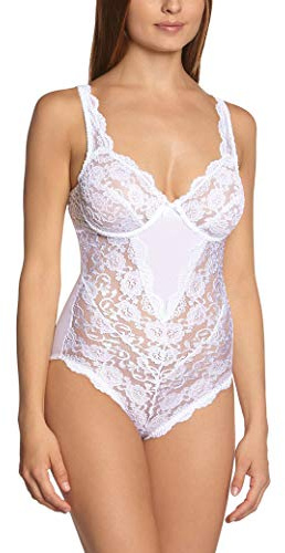 Sassa Women's Body Plain Full Cup Bodysuit, White (Weiß 00100), 32D (Manufacturer Size: 70D)