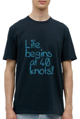Spreadshirt Life Begins at 40 Knots Segeln Motorboot Männer T-Shirt, L, Navy