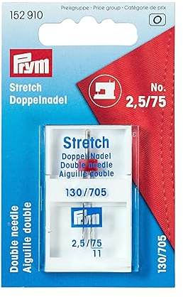 Prym Double Sewing Machine Needles Sys. 130/705 Stretch 75/2.5, Silver