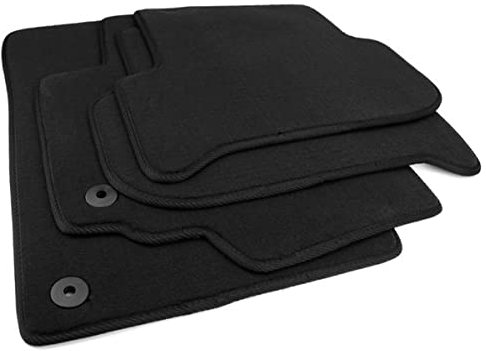 kfz-premiumteile24 Fußmatten Velours Kompatibel mit Golf Plus Baujahr 02/2005-04/2014 Automatten Stoffmatten Premium Qualität Autoteppiche Befestigungen Rund Schwarz 4-teilig