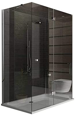 Nano Beschichtete Designer Alpenberger Duschkabine 140 x 80 Eckeinstieg | Glastür Duschwand für Dusche | Duschtür und Seitenteil | Duschabtrennung Duschglaswand aus Sicherheitsglas | Eckduschkabine