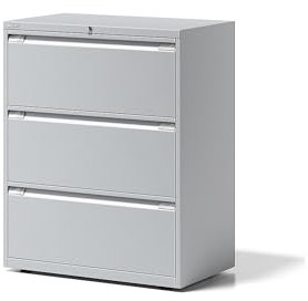 BISLEY Hängeregistraturschrank Essentials, 3 Hängeregistratur H 304 mm, Metall, 645 Lichtgrau, 47 x 80 x 100 cm