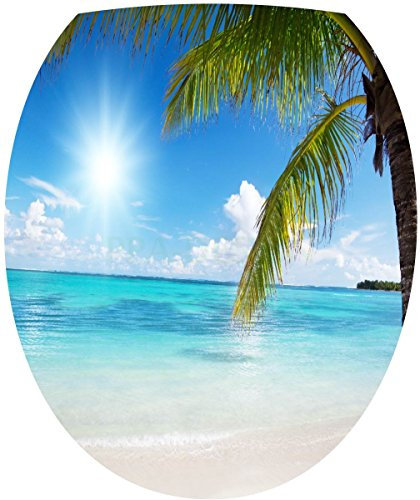 Sticker Autocollant Abattant WC Plage Palmier 35x42cm SAWC0006