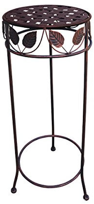 PrimoLiving Metall Blumenhocker/Beistelltisch Shabby Antik-Look braun rund Gr. M (P-05897)