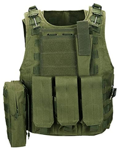 QHIU Tactical Vest Camo Molle Protection Combat Military Vest for Airsoft Paintball CS SWAT Wargame Outdoor Sport