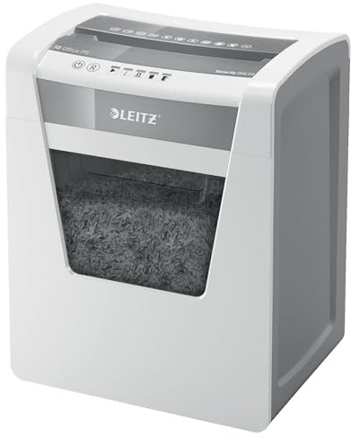 Leitz IQ Office P5 Micro Cut Paper Shredder, Shreds 11-10 Sheets (70-80 gsm), 23L Bin, White, 80021000