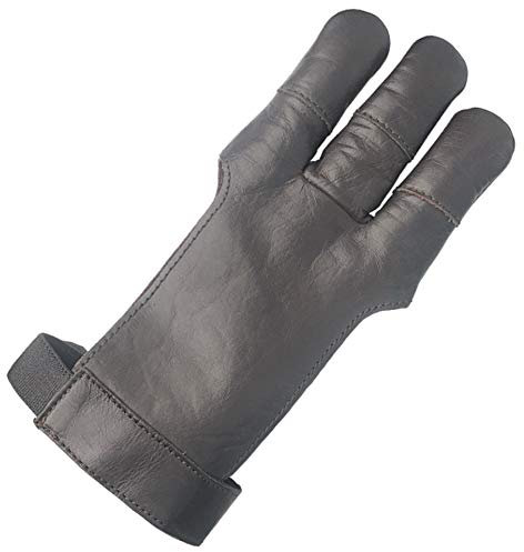 longbowmaker dunkelbrauner Bogenschießen Handschuhe 3 Finger Leder Schießhandschuh Kinder Bogensport AG300M