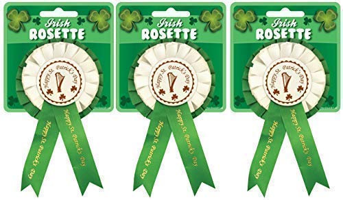 HENBRANDT 3 X Happy st Patrick's Tag Irisch Rosette Abzeichen Farbbänder