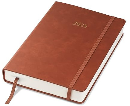 Wykeham’s Executive Journal – 2025 Daily Planner and Diary – Personalisation Available (Brown, A5)