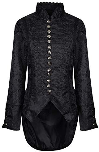 Ro Rox Veste Queue-de-Pie Gothique en Velours de Femme Goth - Brocart (S)
