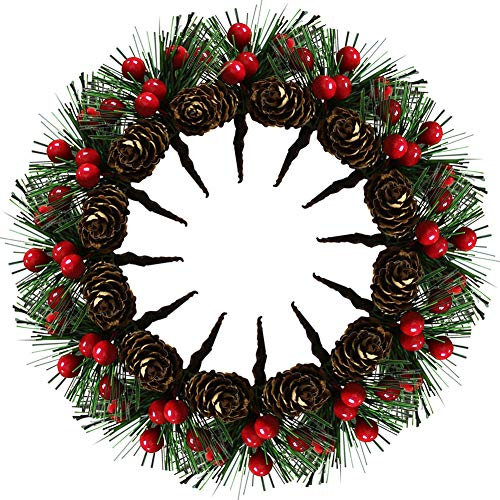 Picks Artificiali in Pino, 20 Pezzi Decorazione dell'albero di Natale in Pino Artificiale da 3,15 Pollici, Pigne Piccole Bacche finte per Decorazioni da tavola per Feste di Natale in Giardino