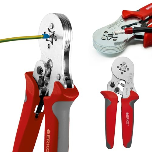ERKO Pinza crimpatrice T10 per capicorda isolati e non isolati (terminali 0,25-10 mm²), in acciaio inox, peso: 0,42 kg