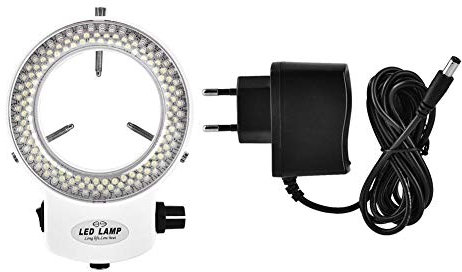 Mikroskop LED-Lichtquelle, Fydun Mikroskop-Kamera, 144 LED-Kugeln, Lichtquelle, Helligkeit verstellbar, für Mikroskop, Stereo-Mikroskop, Kamera, LED-Ringleuchte (EU Plug-Weiß)