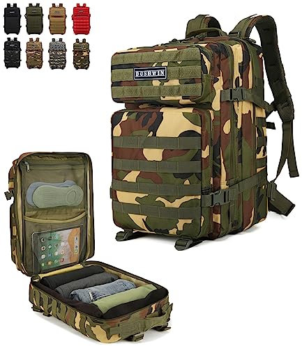 Doshwin 40L Taktischer Militär Rucksack Großer Armee Molle Assault Pack für Wandern Reisen Trekking Camping (Wald)