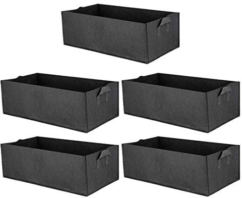 Perezy 5 Pack Fabric Raised Garden Bed,Square Garden Flower Grow Bag Vegetable Planting Bag Planter Pot with Handles for Plants,Flowers,Vegetables