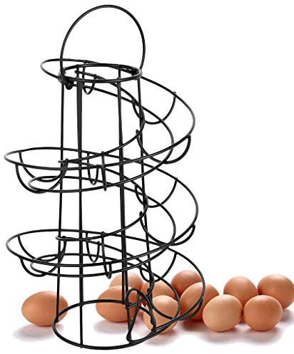 ausuky Distributeur d'œufs en spirale - Organisateur de rangement d'œufs (noir)