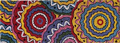 Baroni Home Paillasson Gain de Place Coco, Revêtement de l'envers en PVC, Peint à la Main, 70X25X2 cm – Tapis à Motif Arabesque Cercles colorés