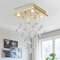 BESTIER Gold Moderne Kristall Quadrat Regentropfen Kronleuchter Beleuchtung Unterputz LED Deckenleuchte Pendelleuchte für Esszimmer Badezimmer Schlafzimmer Wohnzimmer 30cm breit 50cm hoch