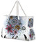 Mnsruu Große Strandtasche, Traumfänger und Blumen, Schultertasche, Strandtasche, Baumwollseilgriffe, Reise-Tragetasche für Frauen