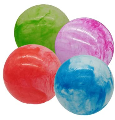STUWU 4X Kunststoffball MARMORBALL 26cm inkl. Ballnadel Fussball Gymnastikball