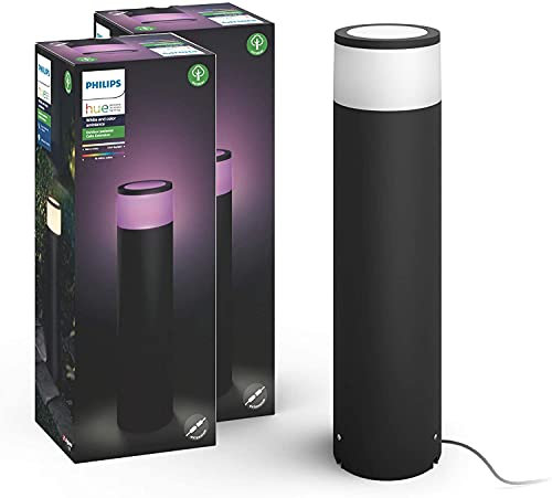 Philips Hue – Calla Large Outdoor Sockelleuchte, 2er-Pack, Schwarz, 1x8W