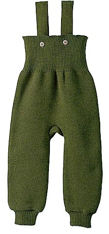 disana Strick-TRÄGERHOSE Neugeborene & Kleinkind – 100% Bio-Merino – atmungsaktiv, warm Unisex Gr. 50 – 104 - nachhaltig & fair – mit hohem Bund - Made in Germany | Oliv Gr. 62-68