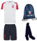 Personalised England Style Kit Football Shirt, Navy Blue Shorts, Bag and Socks for Boys and Girls Best Birthday Gift for Children Kids Playwear (9-11 Years), White & Navy