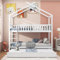FEZTOY Etagenbett, Hochbett 90x200, Stockbett für 3 Kinder, Kinderbett mit Lattenrost, Etagenbett 3 Personen, Doppelbett Hausbett, Kinderzimmer