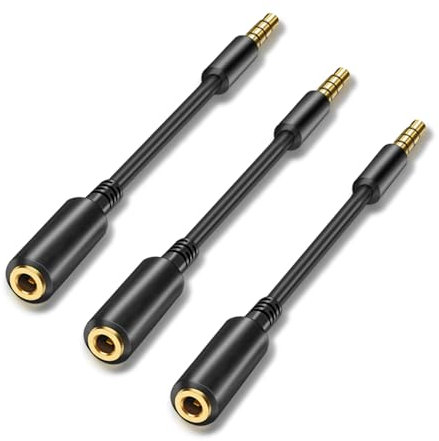 WILLIZTER 3 Pack 3.5mm Headphone Extension Cable TRRS AUX 4 Pole Extender Stereo Adapter Convertor Laptop Headset Phone 2.88 inch