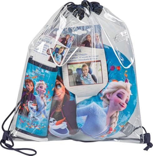 Disney Frozen i-Size ECE R129/03. Autokindersitz für Sicherheit von Kindern mit Körpergröße 126-150 cm. Sitzerhöhung Auto mit Grafikenvon Elsa und Anna, Sitz für Kinder auf azurblau Hintergrund.