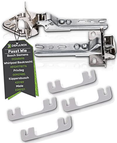 DEKAROX Türscharnier Set kompatibel mit Bosch Siemens 00268698 00268699 ersetzt Scharniere mit Ø 30mm 35mm 42mm, inkl. 4 Unterlegplatten für Kühlschrank