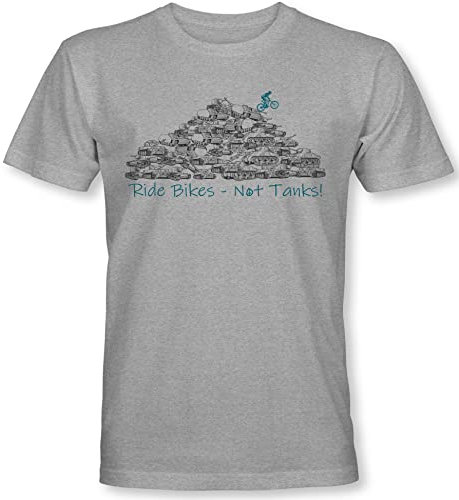 Fahrrad T-Shirt Herren : Ride Bikes Not Tanks - Sport Tshirts Peace Herren - Mountainbike Rennrad Shirt MTB (3XL)