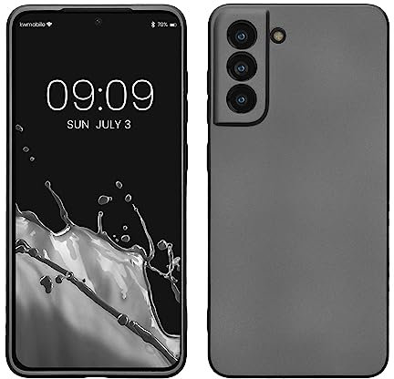 kwmobile Case kompatibel mit Samsung Galaxy S21 FE Hülle - Schutzhülle aus Silikon metallisch schimmernd - Handyhülle Metallic Grau