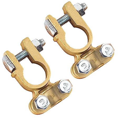 Brass Battery Terminals Connectors Clamps, Top Post Battery Terminal Protector Set, 1 Pair Positive & Negative Battery Terminals Clamps, Universal Car Accessories for Truck Marine Boat RV