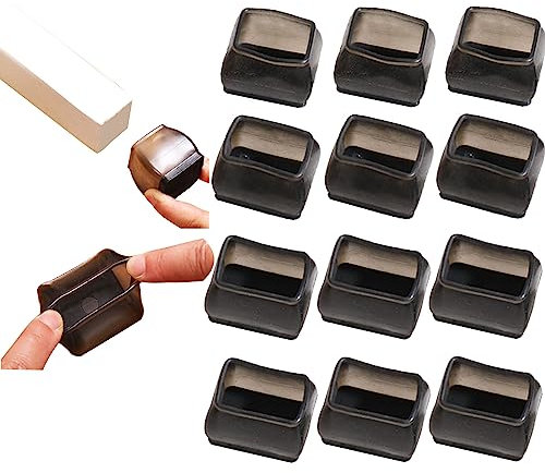 24 Pièces Protection Pied De Chaise Silicone, Patin De Chaise, Protections De Sol En Silicone Pieds De Chaise Avec Patins En Feutre, Pour Sols En Bois Dur Et Carrelage (Rectangulaire S,Noir)