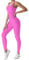 Jetjoy Sport Jumpsuit Damen Eng Ärmellos Einteiler Overall Romper Bodysuit Outfits für Yoga Workout Alltag