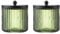KMWARES 2-Pack Glass Qtip Holder Dispenser Set for Cotton Ball, Swab, Round Pads, Floss Picks - Bathroom Canister Storage Organization and Vanity Makeup Organizer(Olive Green)