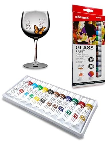 Juego de 12 colores permanentes para cristal y porcelana, pintura acrílica al agua para pintar vidrio, porcelana, metal, cerámica, témpera para principiantes y artistas, colores intensos