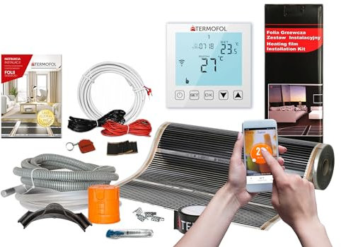 Termofol Elektrische Fußbodenheizung Heizfolie 230V mit Thermostat WIFI - Leistung 80 W/m2 - Oberfläche 16m² - Fussbodenheizung Elektrisch Komplettset fur Fußboden Wand oder Deckenheizung