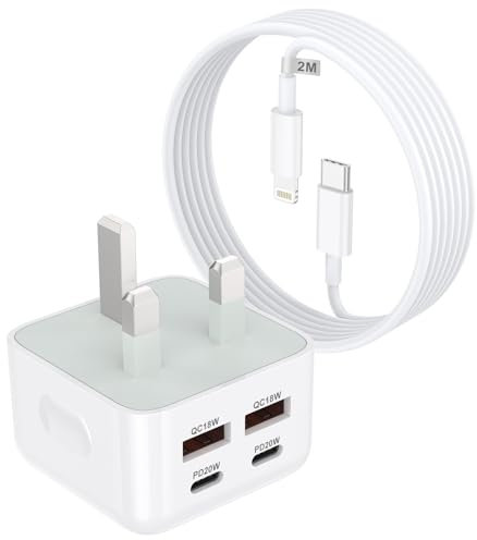 Nebwoak Fast Charger and Lightning Cable, [MFi Certified] 40W PD USB C to Lightning Fast Phone Wall Charge Plug Adapter with 2M/6.6FT Type C Charging Long Cable for iPhone 14/13/12/11/X/8/iPad