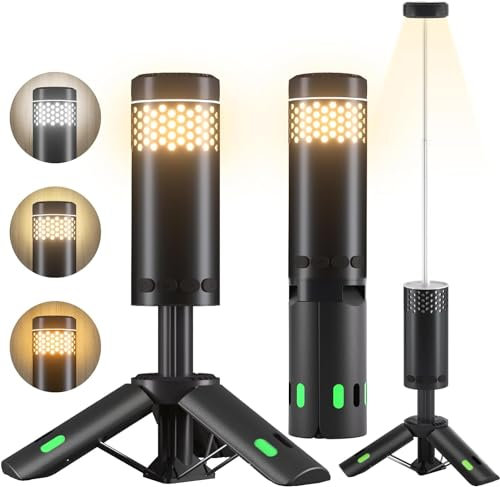 Rechargeable Camping Light 10000mAh Portable Outdoor Camping Lantern, Battery Powered Telescopic Camping Lamp with Tripod and SOS Rescue Signal for Adventure, Hiking, Outages, Emergency